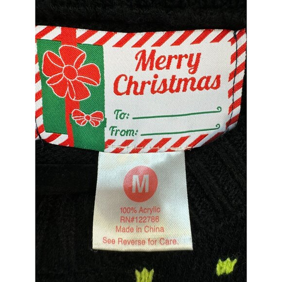 Ugly Christmas Sweater "Are You Naughty Or Nice?"  Sweater Medium Black & Green - Picture 2 of 8